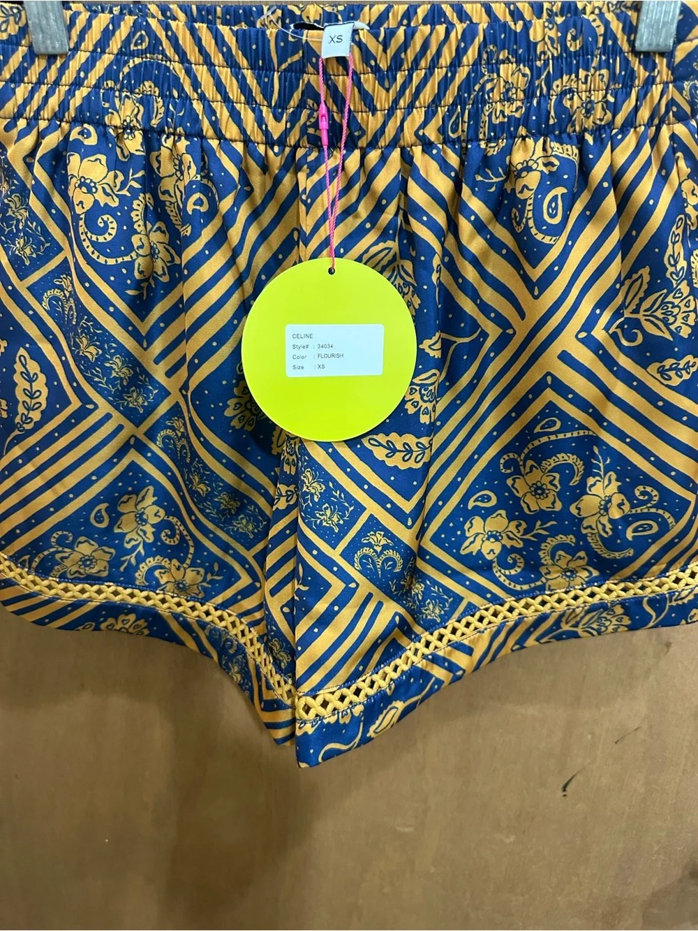 Alden Navy and Gold Geometric Floral Shorts